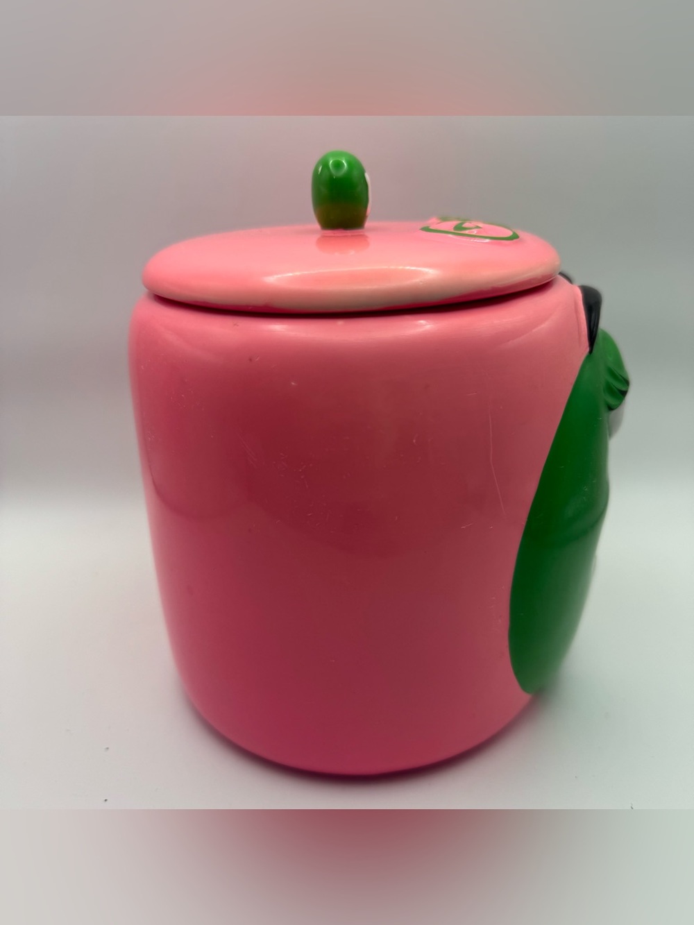 Vintage 2003 M&M’s Green Character Ceramic Cookie Jar Galerie Pink Mars - Picture 6 of 13